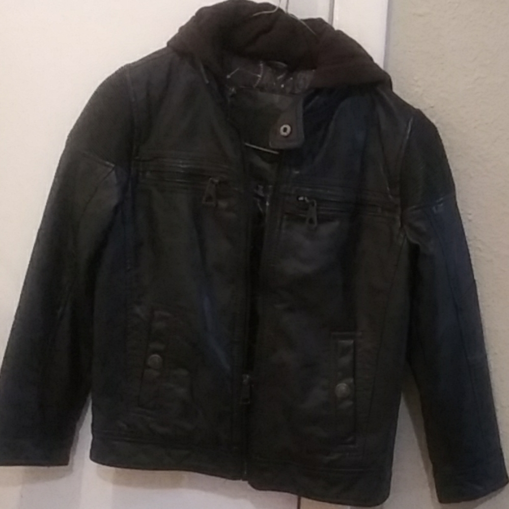 Urban Republic boys leather jacket with hoddi